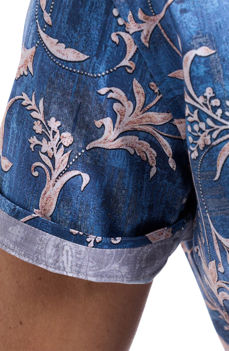 Robert Graham Junipero Short Sleeve Stretch Cotton Button-Up Shirt, Alternate, color, Blue