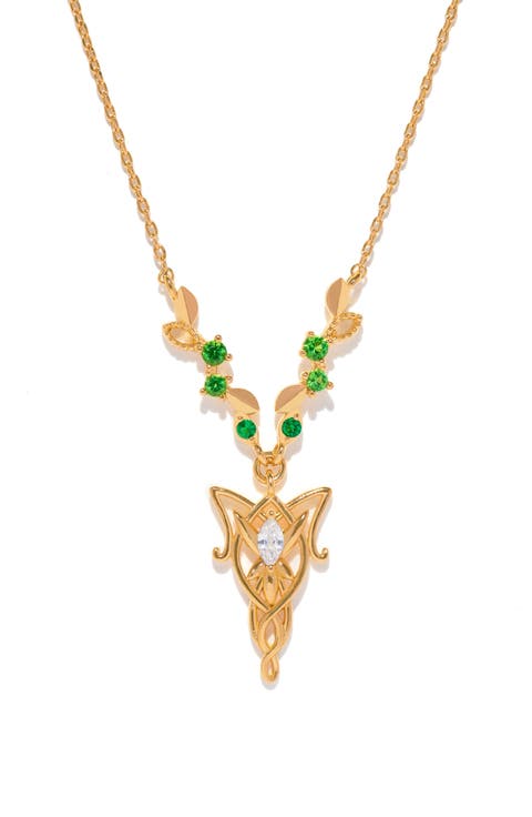 18k Gold Plated Cubic Zirconia Elven Pendant Necklace