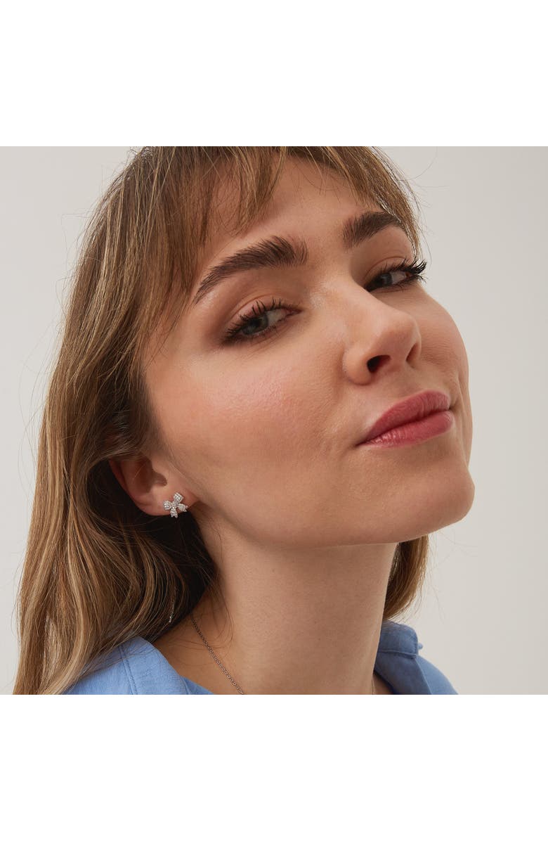 Spero London Bowtie Sterling Silver Zirconia Stud Earring, Alternate, color, Silver