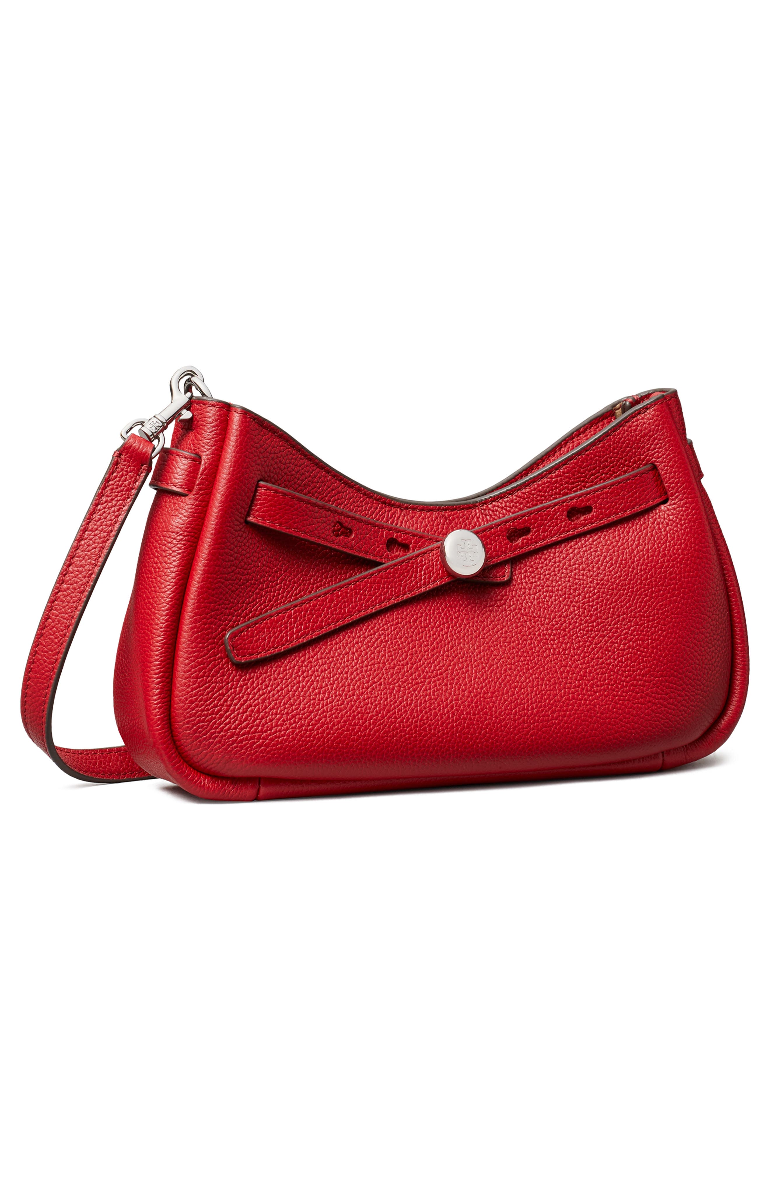 Romy Zip Top Leather Crossbody Bag, Alternate, color, TORY RED