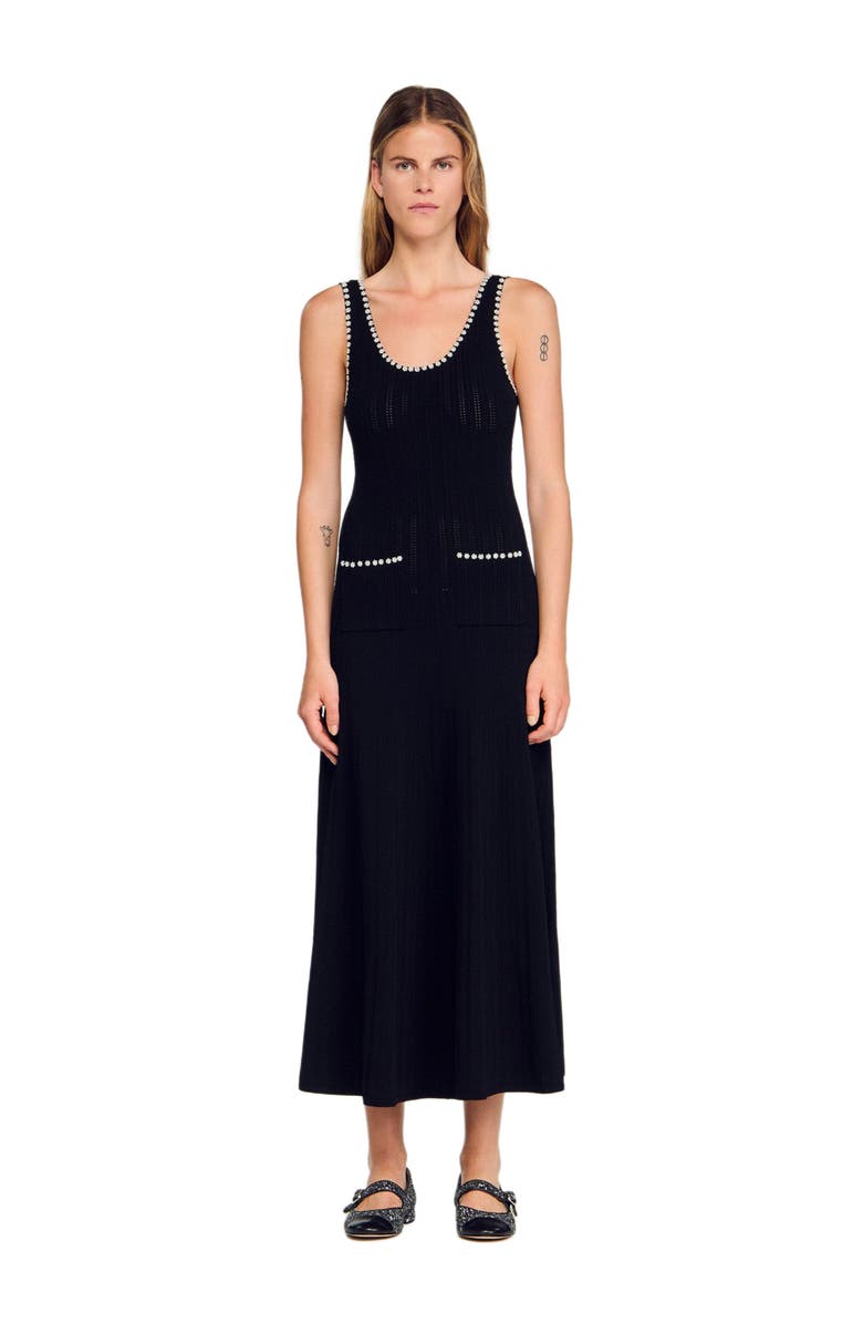 SANDRO Beaded dress, Alternate, color, Black