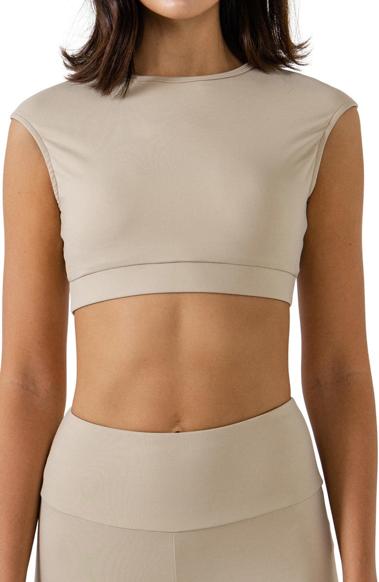 Grey Lab Strappy Back Crop Top, Main, color, Khaki