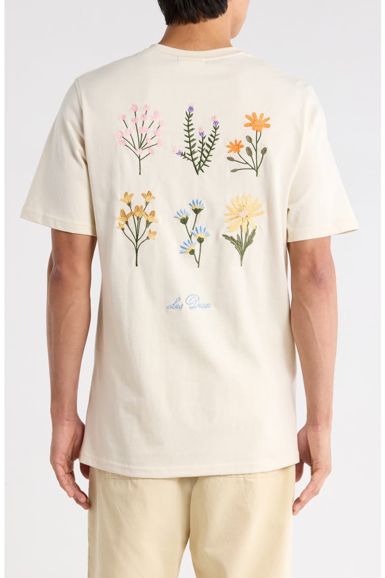 Wild Flower Embroidered Organic Cotton T-Shirt, Alternate, color, EGGNOG WHITE