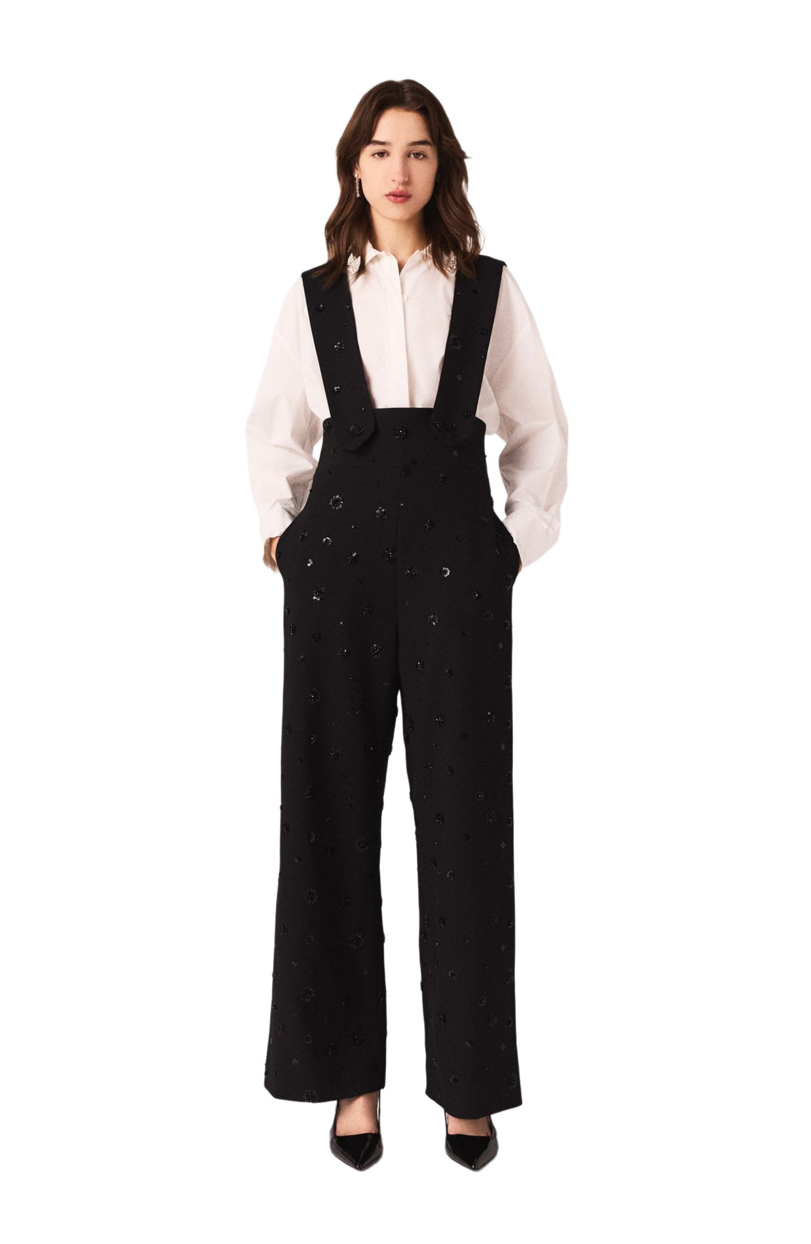 Embroidered trousers with braces - image 2