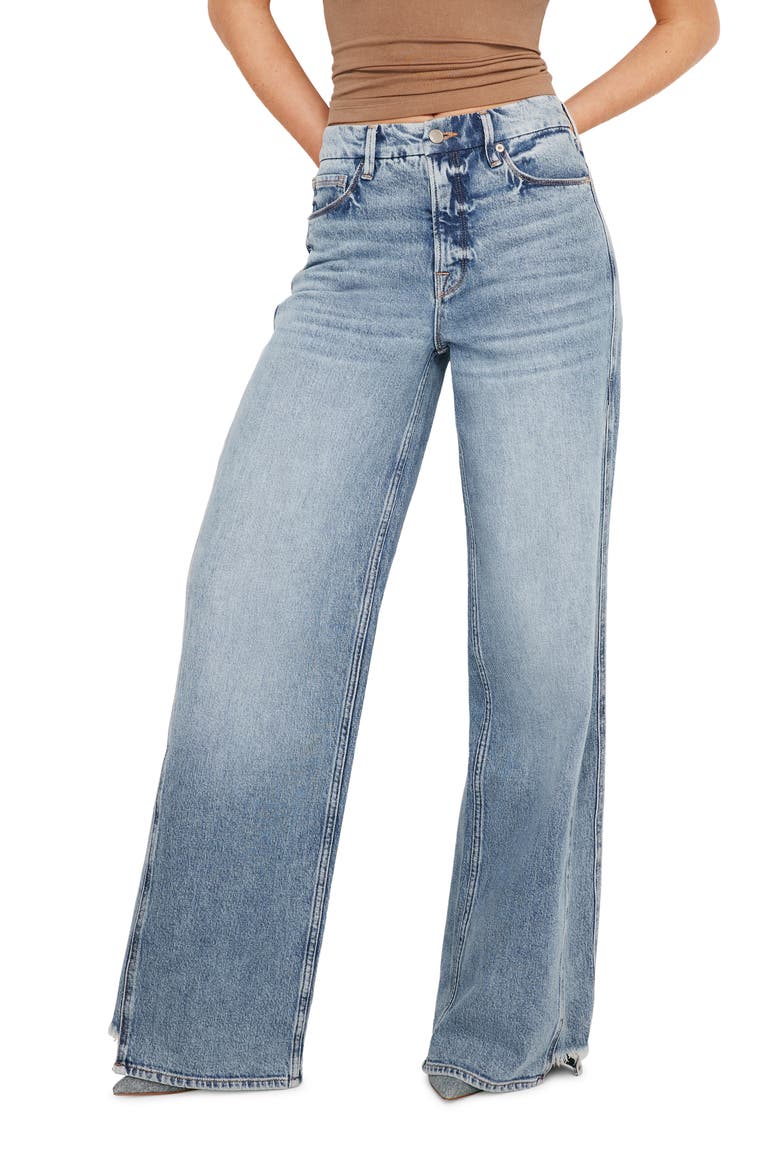 Good Skate Ripped Hem Wide Leg Jeans, Main, color, INDIGO667