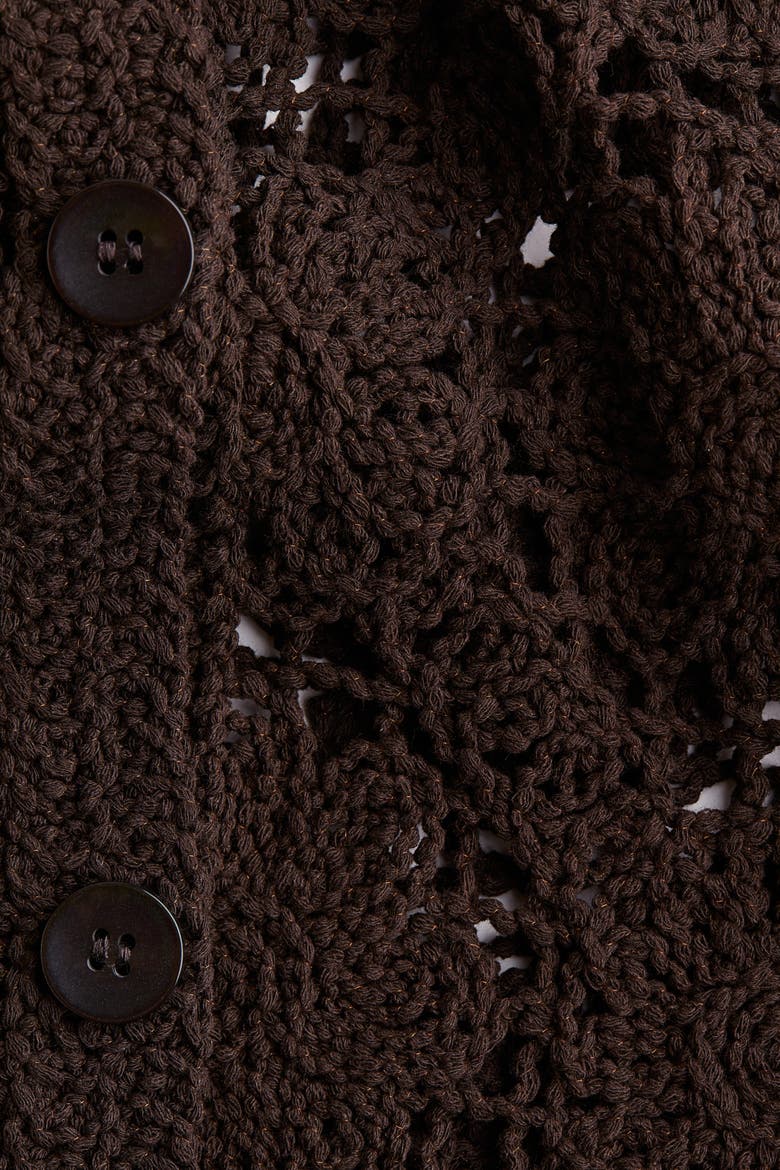 Crochet-look Cardigan, Alternate, color, Brown
