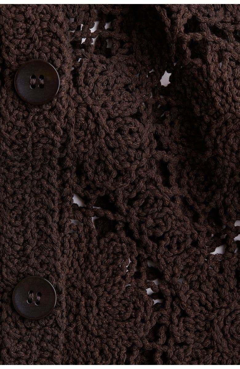 H&M Crochet-look Cardigan, Alternate, color, Brown