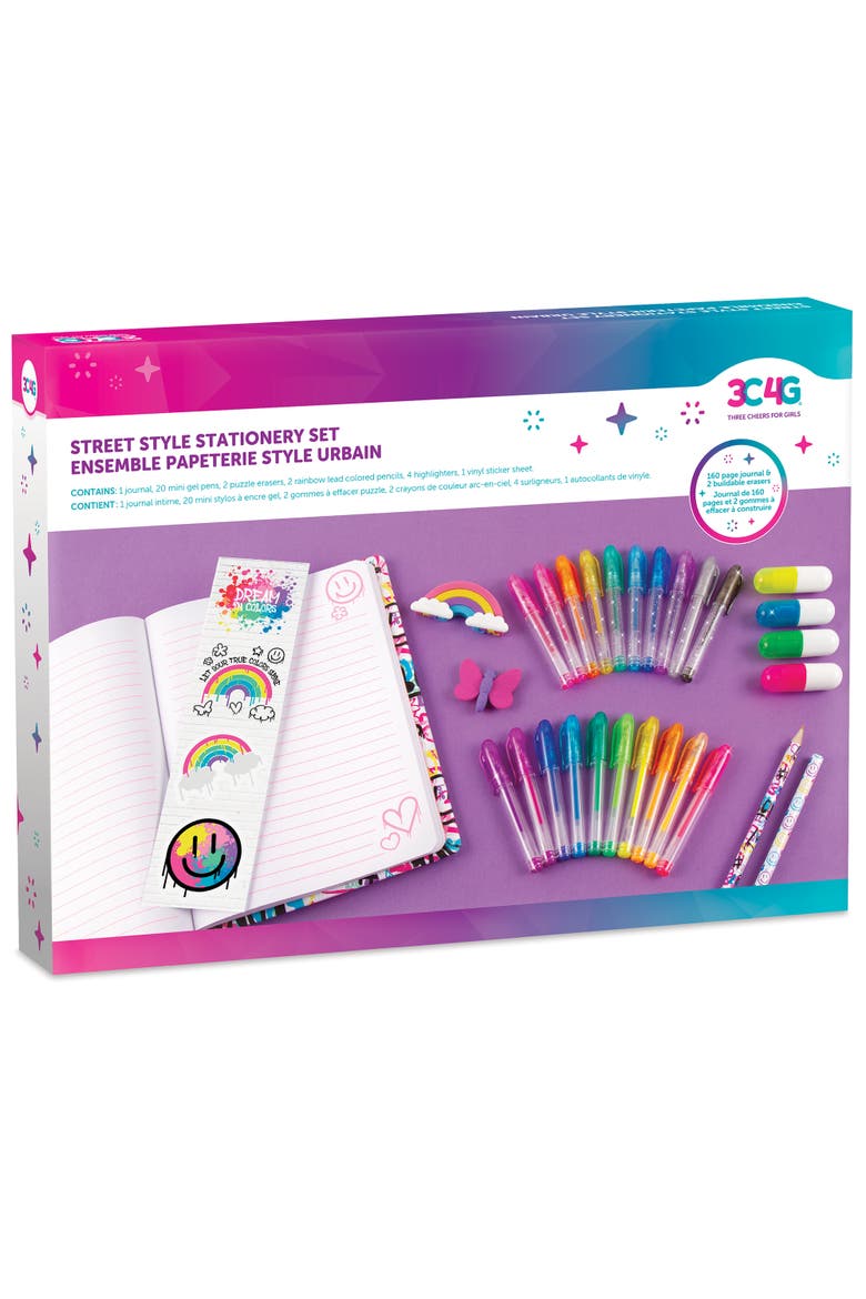 Street Style Stationery Set 30 Piece Set, 160 Page Lined Journal, Alternate, color, Multicolored