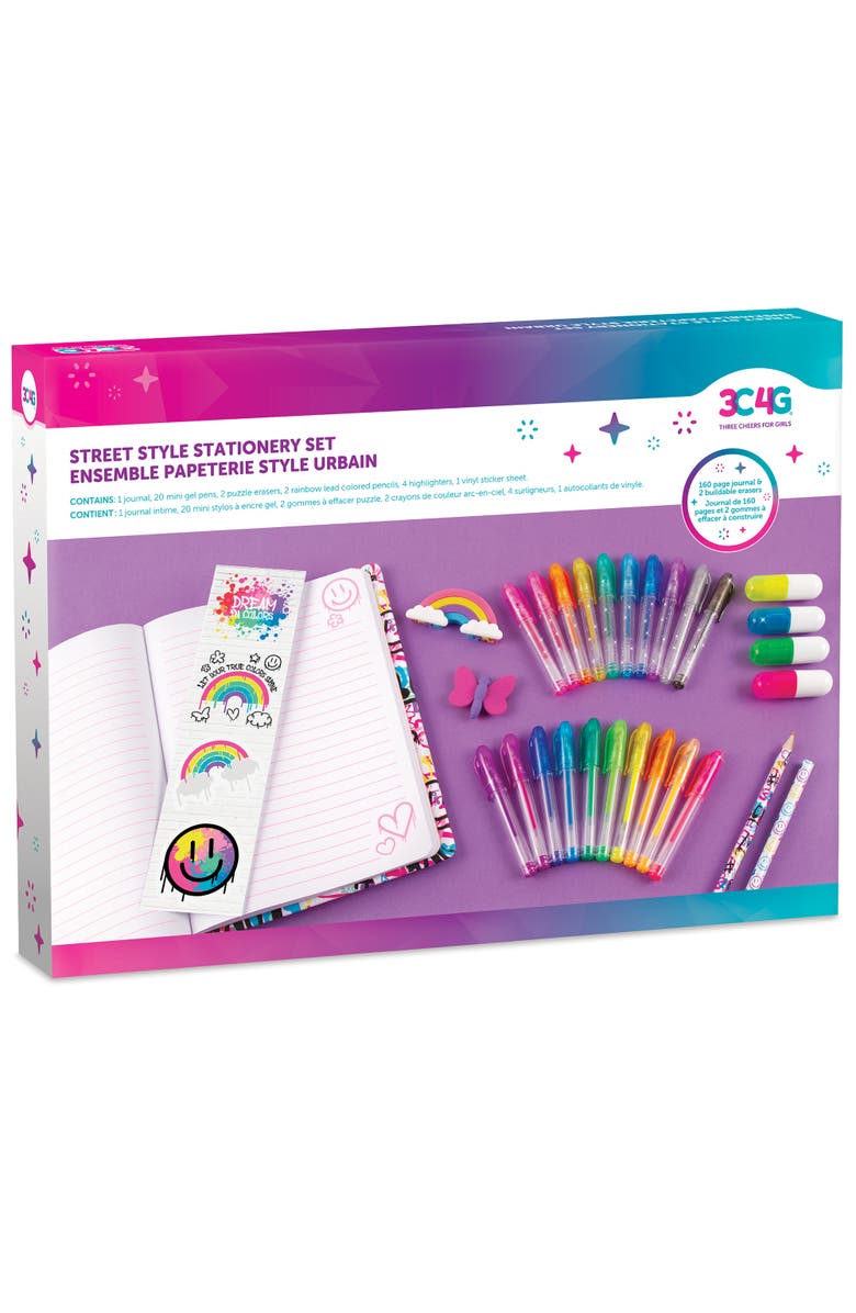 Three Cheers For Girls Street Style Stationery Set 30 Piece Set, 160 Page Lined Journal, Alternate, color, Multicolored