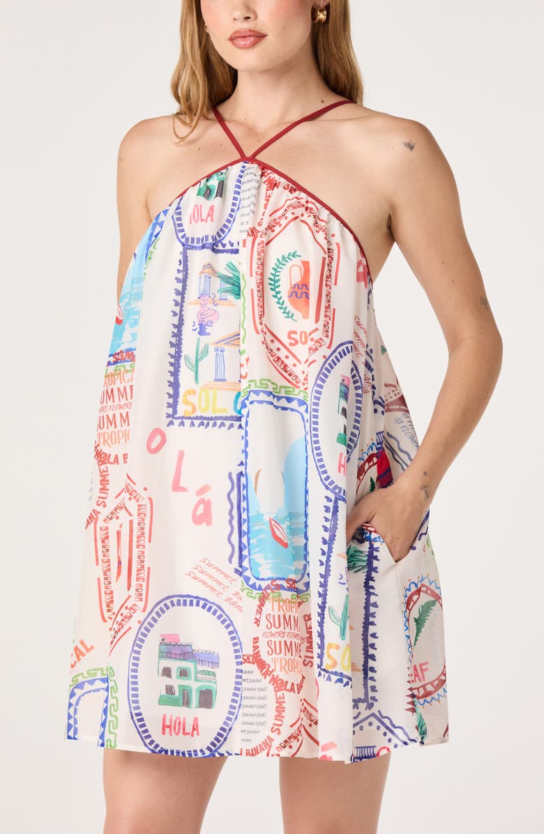 ASTR the Label Marcela Stamp Print Minidress, Alternate, color, Stamp Print Multi