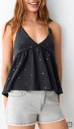 MANGO TEEN Sequin Embroidered Cotton Halter Top
