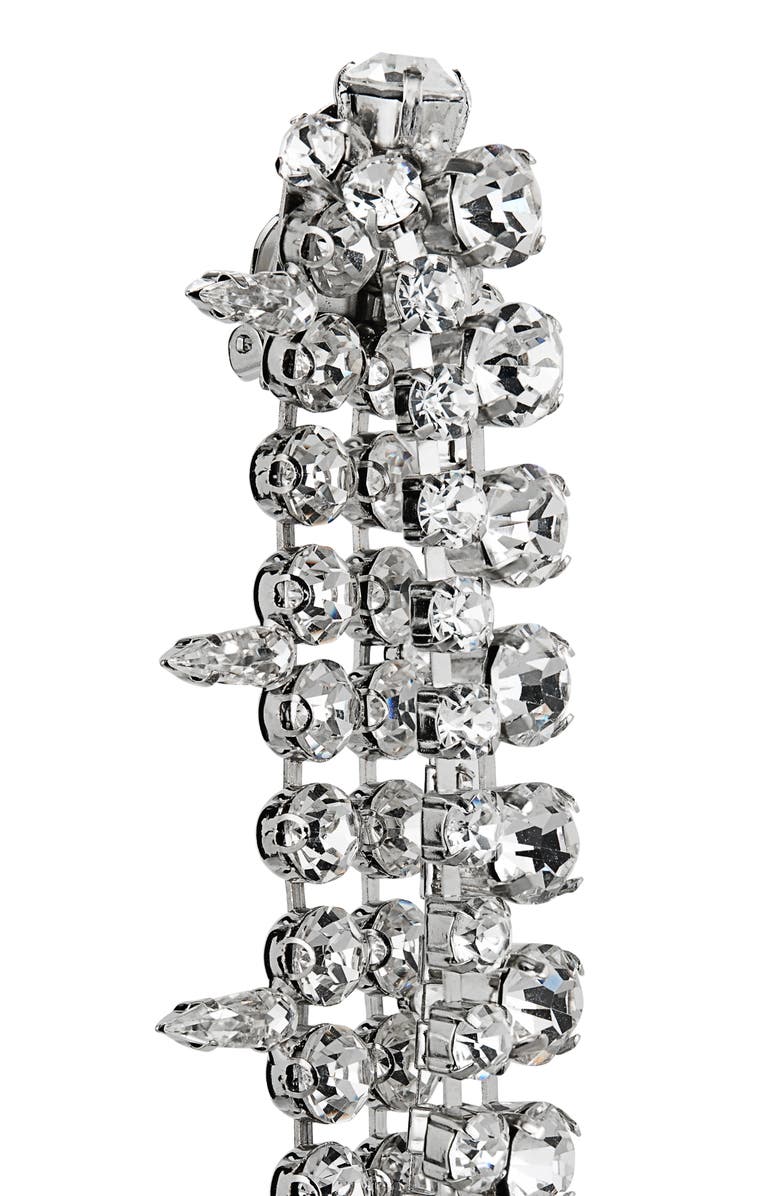 Area Crystal Fringe Front/Back Drop Earrings, Alternate, color, Clear Crystal/ Silver