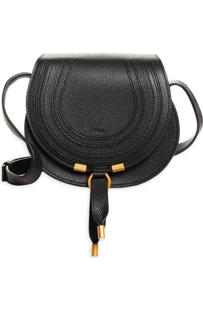 Chloé Small Marcie Leather Crossbody Bag, Main, color, Black