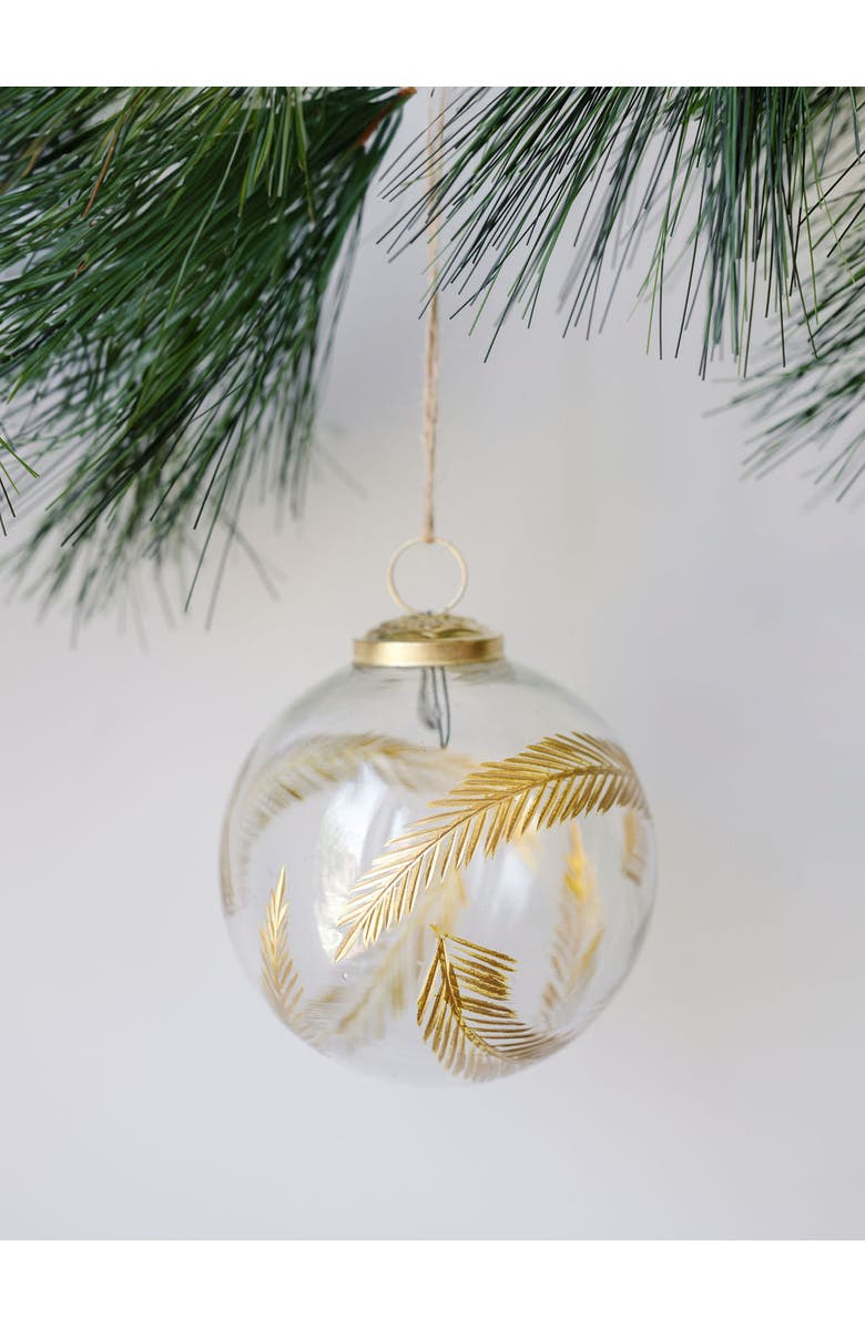 CG Hunter 4" Artisan Glass Gold Etched Leaf Ornament, Alternate, color, Gold Etched