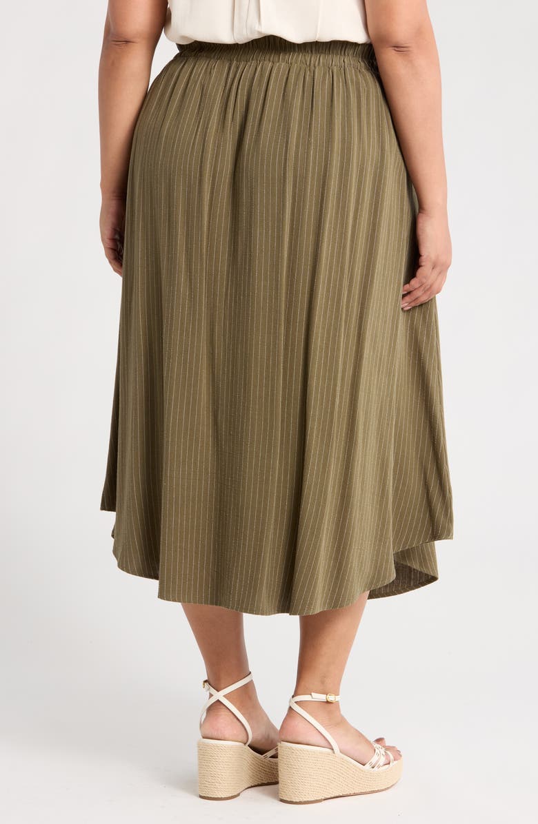 Renee C Stripe Pull-On Skirt, Alternate, color, Olive