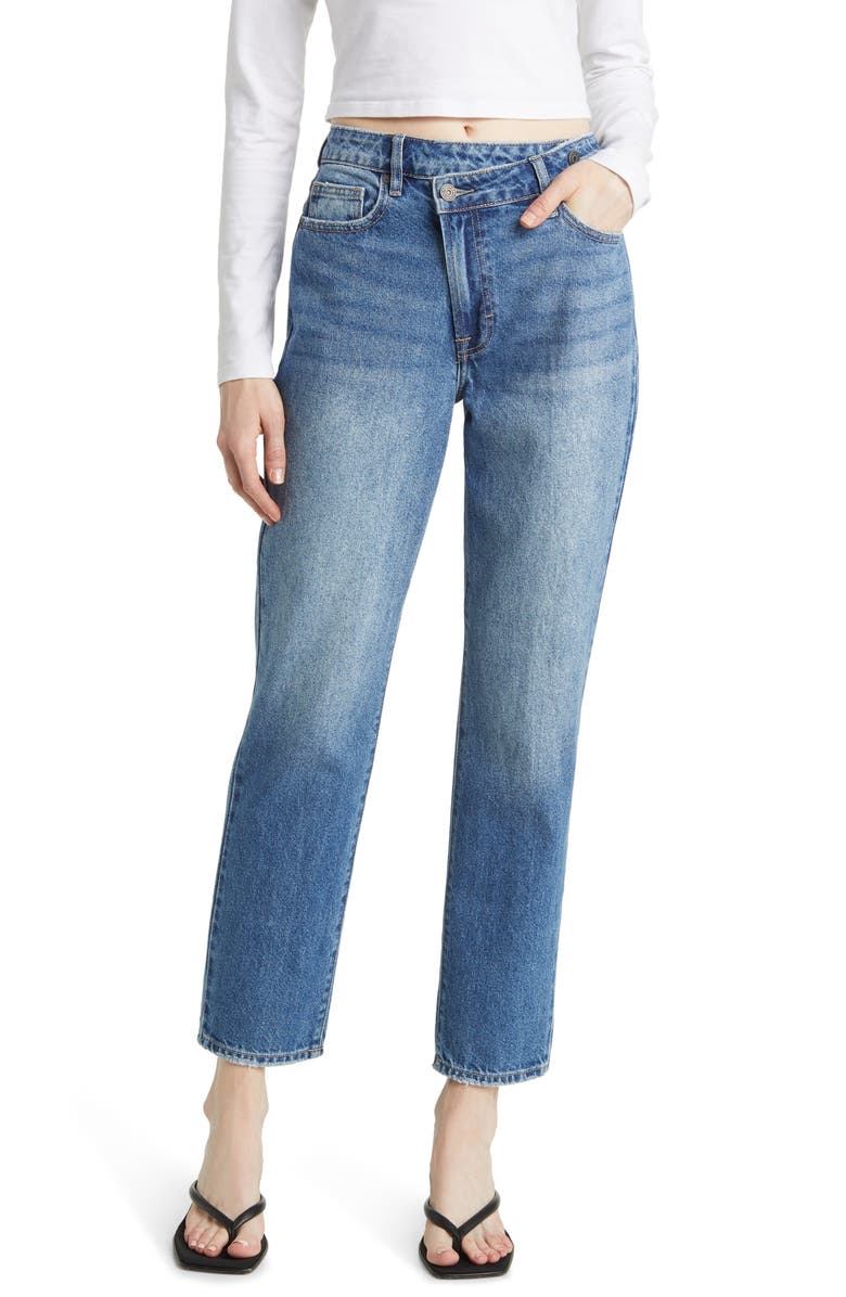 HIDDEN JEANS Crossover High Waist Straight Leg Jeans, Main, color,