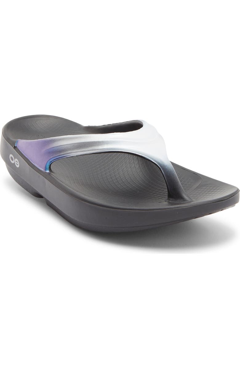 Oofos Oolala Luxe Flip Flop Sandal, Main, color, Black/ Frost
