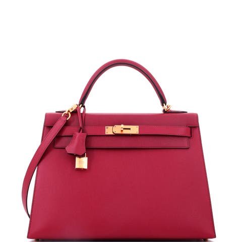 Kelly Handbag Red Epsom with Gold Hardware 32