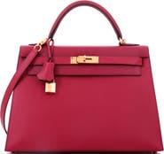 Pre-Owned Hermes Kelly Handbag Red Epsom with Gold Hardware 32