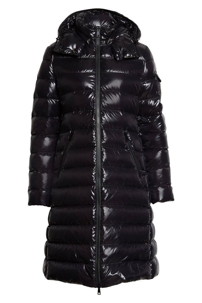 Moka Water Resistant Long Hooded Down Puffer Parka, Alternate, color, BLACK