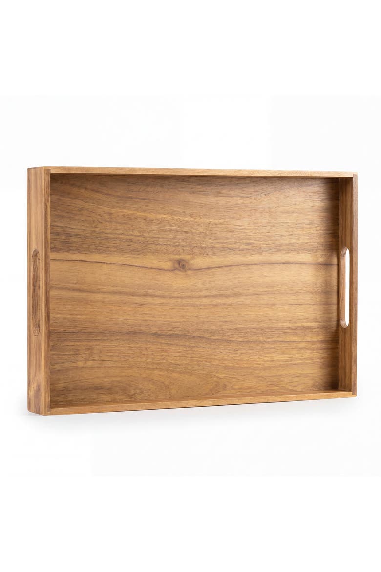 Soren W Handcrafted Large Acacia Wood Rectangular Serving Tray with Handles, Main, color, Natural