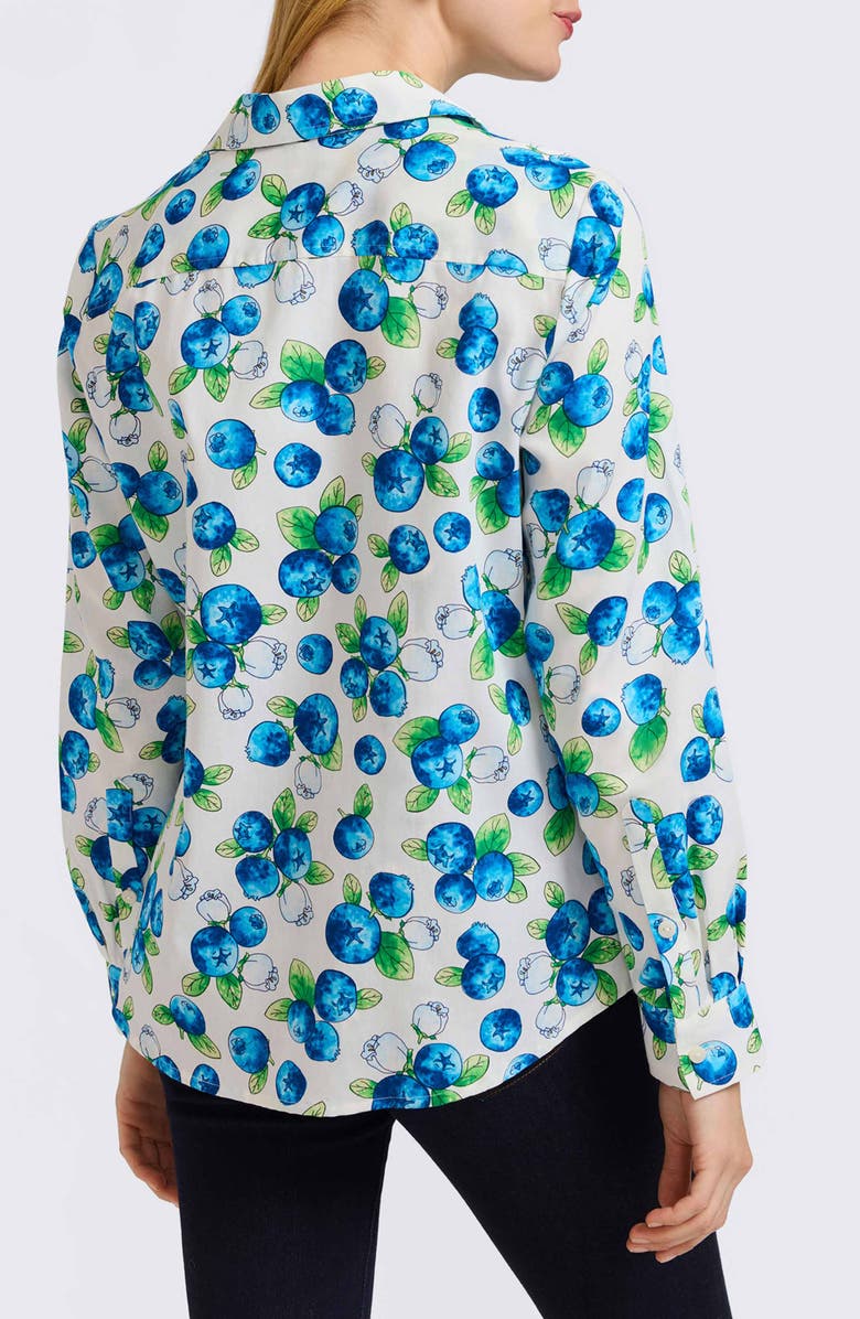 Foxcroft Hampton Print Button-Up Shirt, Alternate, color, Blue Multi