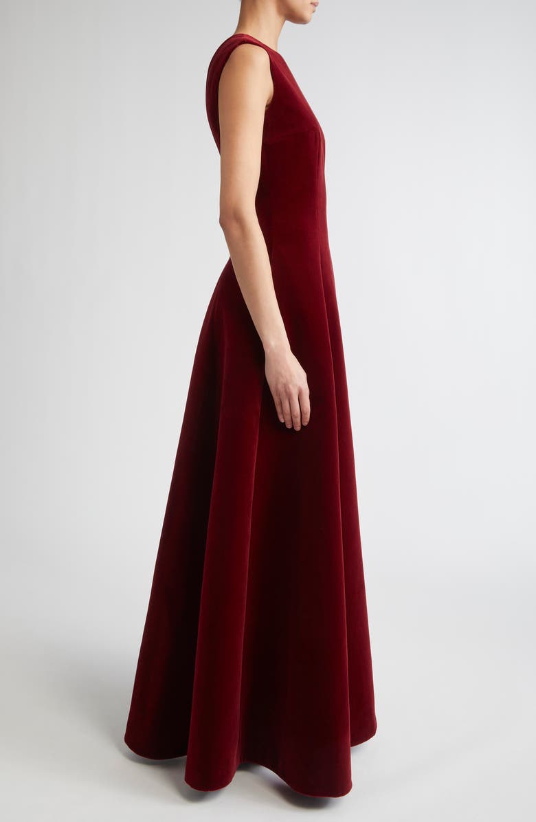 Emilia Wickstead Nodin Sleeveless Velvet Column Gown, Alternate, color, Burgundy