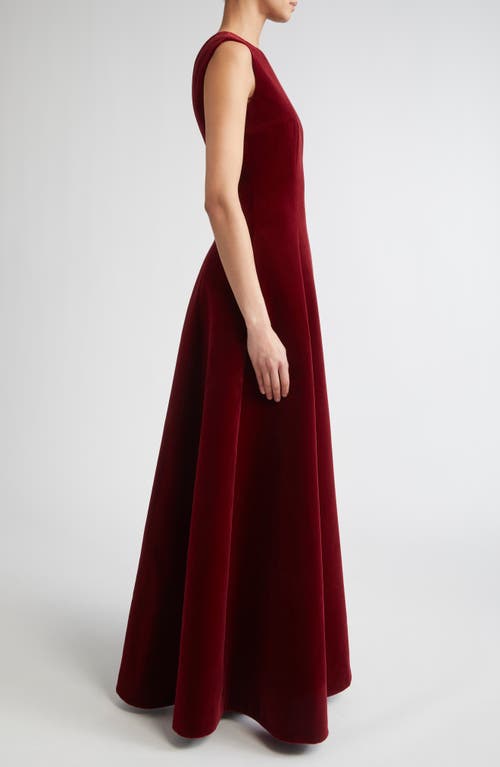 Emilia Wickstead Nodin Sleeveless Velvet Column Gown In Red