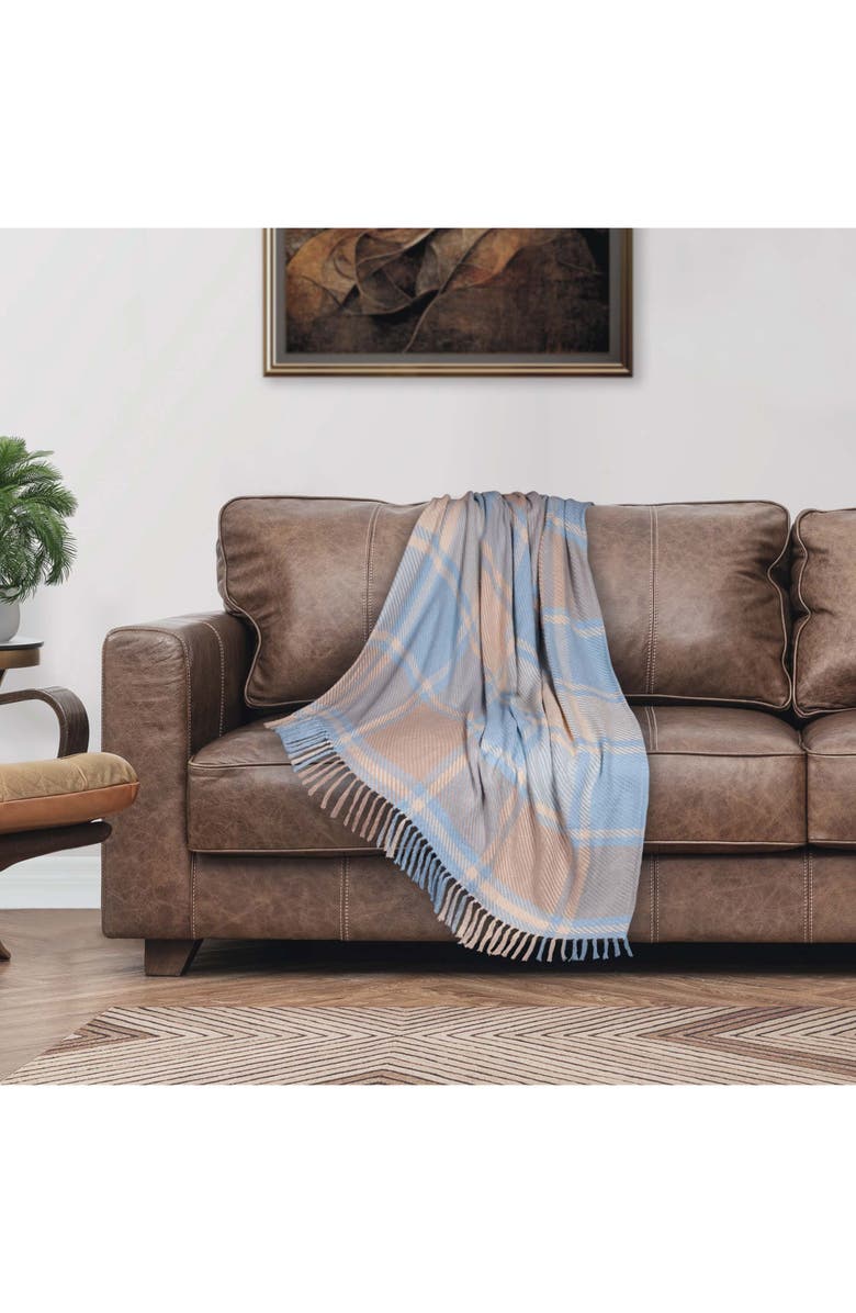 PARKLAND COLLECTION Sugilite Stripe Fringe Trim Throw Blanket, Alternate, color, Plaid Multi