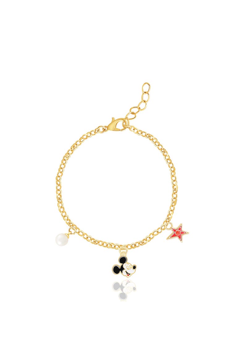 Gold Plated Charm Bracelet, 6.5" + 1", Main, color, Gold
