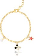 Disney Gold Plated Charm Bracelet, 6.5" + 1"