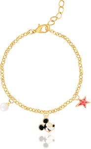 Disney Gold Plated Charm Bracelet, 6.5" + 1"