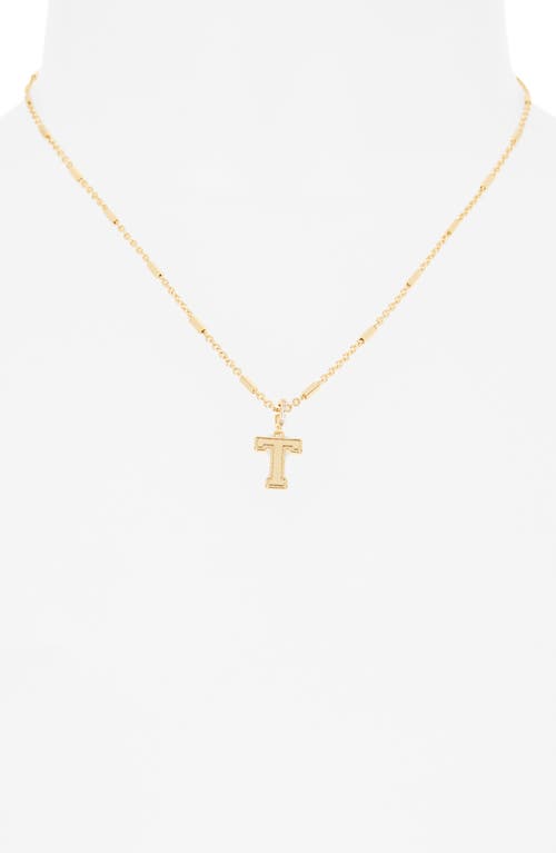 Leith Varsity Font Cubic Zirconia Initial Pendant Necklace In Gold