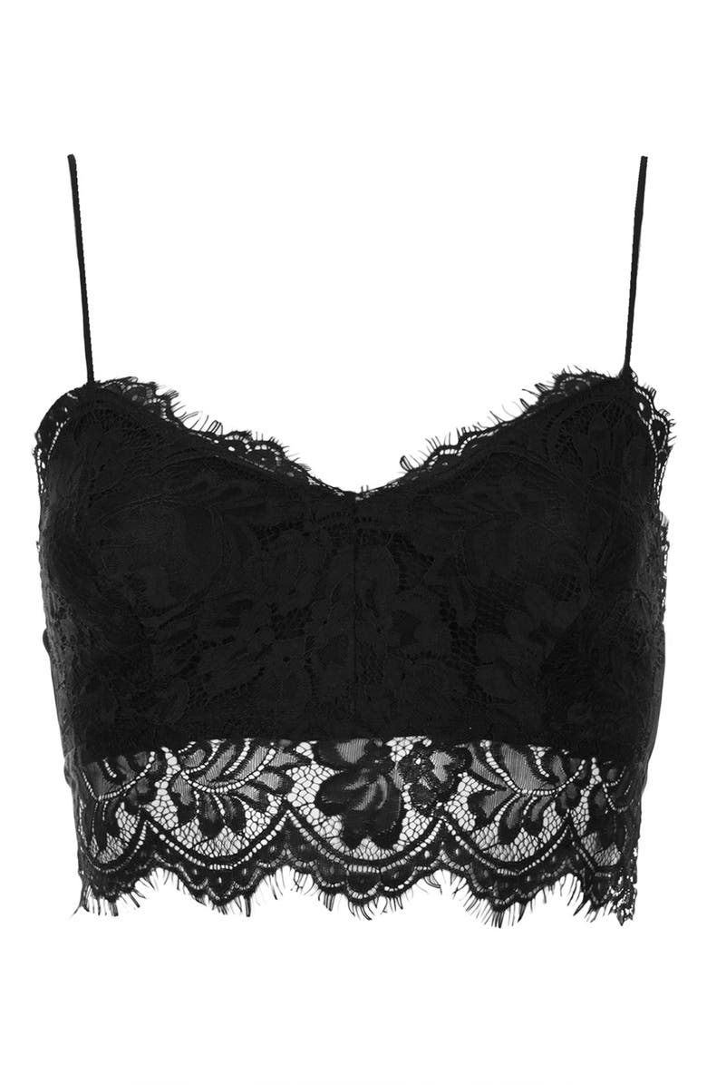 Topshop Lace Mesh Bralette, Alternate, color, 
