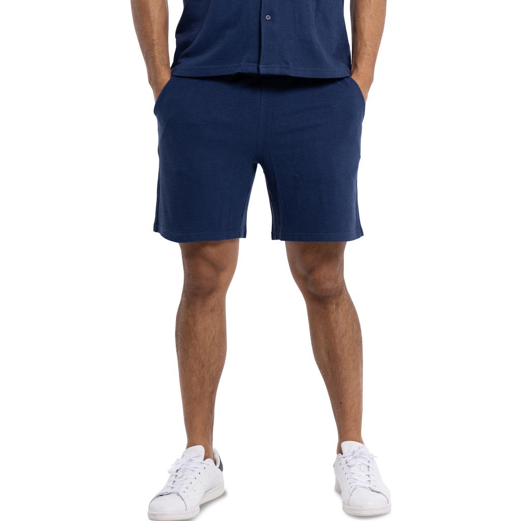 Spring + Mercer Relaxed Drawstring Shorts In Midnight Blue