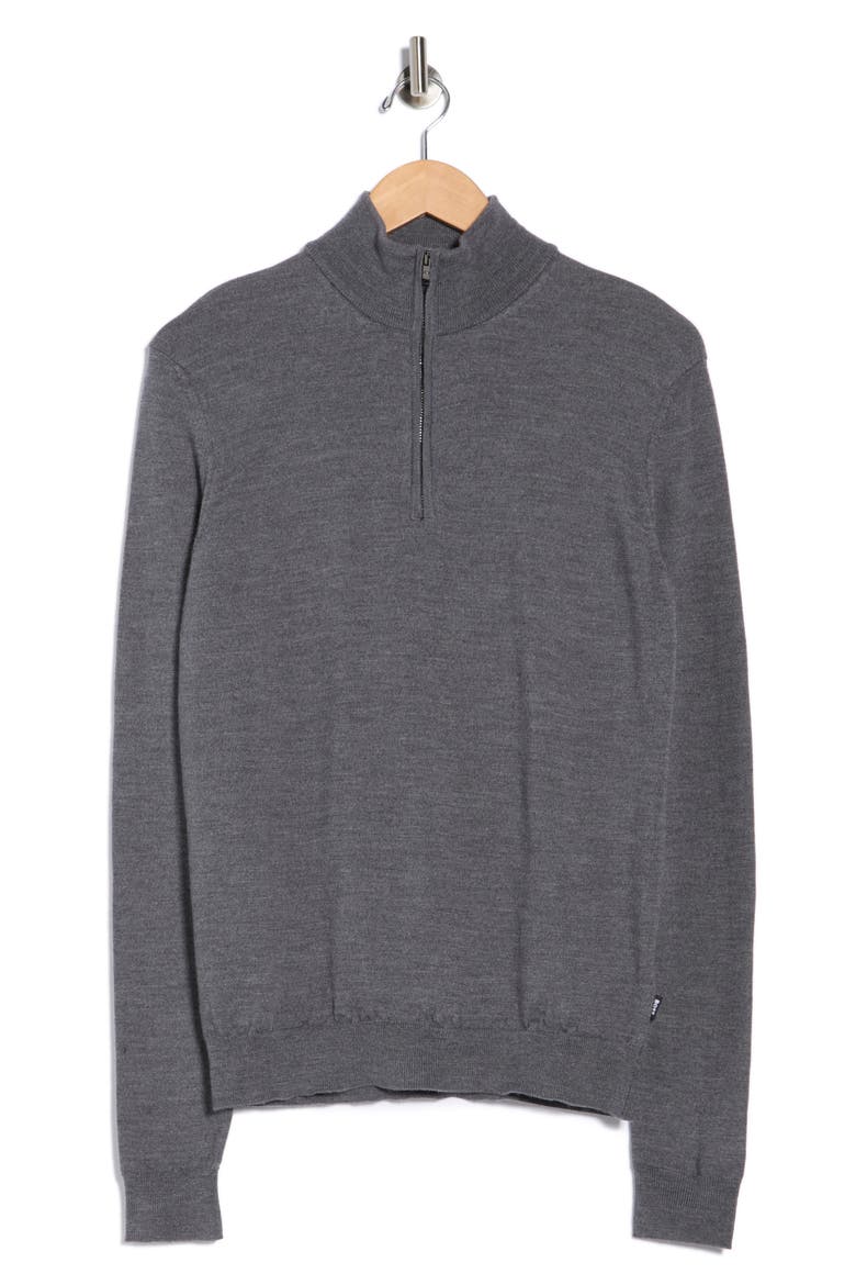 Birger Virgin Wool Quarter Zip Sweater, Alternate, color, MEDIUM GREY