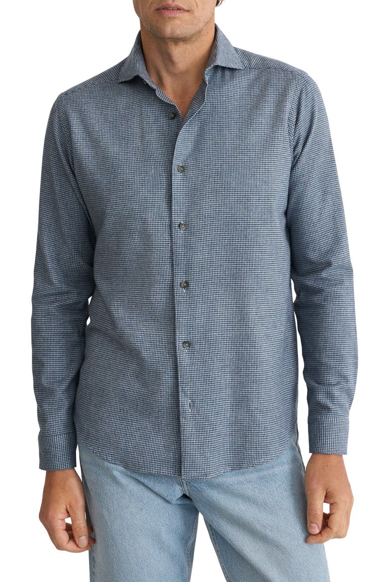 Houndstooth Check Flannel Shirt, Main, color, MEDIUM BLUE