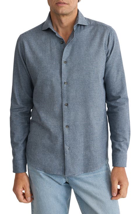 Houndstooth Check Flannel Shirt