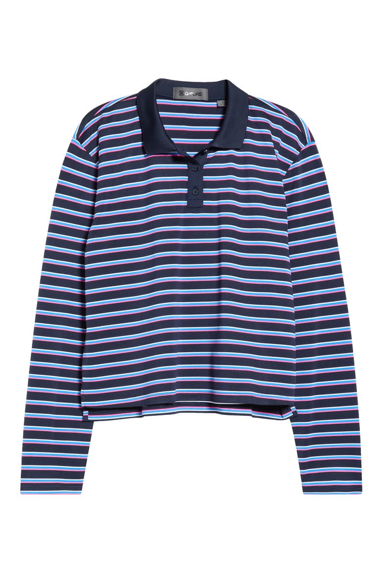 Striped Performance Long Sleeve Polo, Alternate, color, TWILIGHT