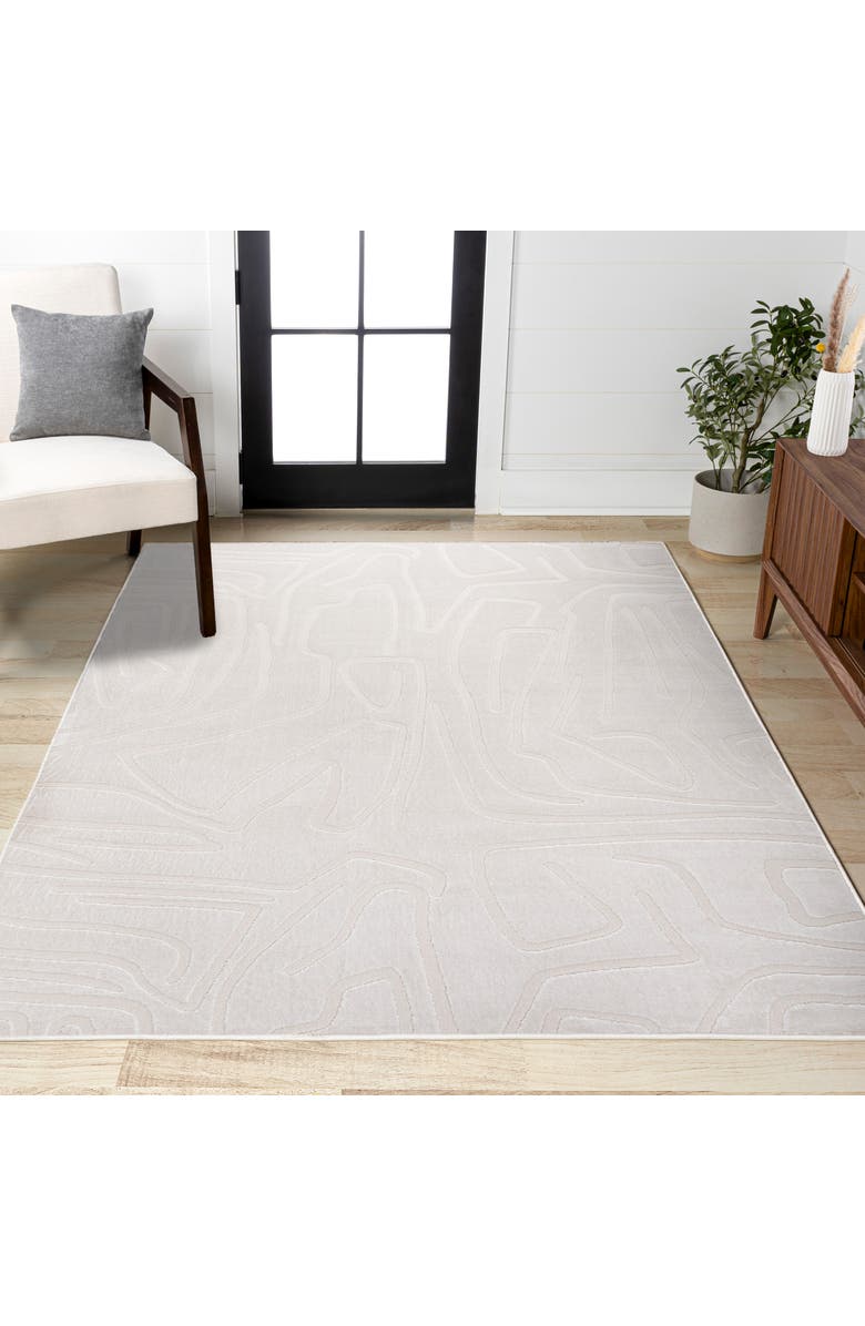 JONATHAN Y Alcina Modern Scandinavian Graphic Lines High-Low Area Rug, Alternate, color, White/Cream