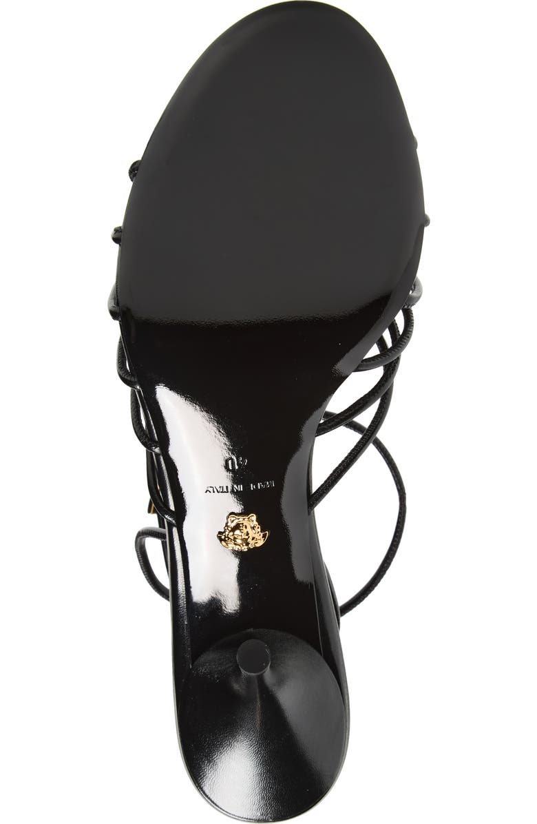 Versace Opera Bow Strappy Ankle Strap Sandal, Alternate, color, Black-Versace Gold