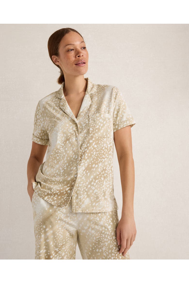 Organic Cotton Jersey Abstract Fawn Pajama Top, Main, color, Fawn Truffle Multi