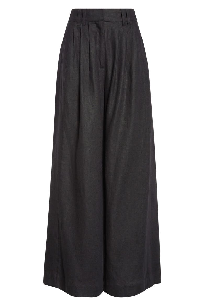 Parker Wide Leg Linen Pants, Alternate, color, BLACK