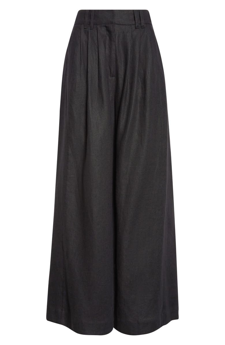 POSSE Parker Wide Leg Linen Pants, Alternate, color, Black