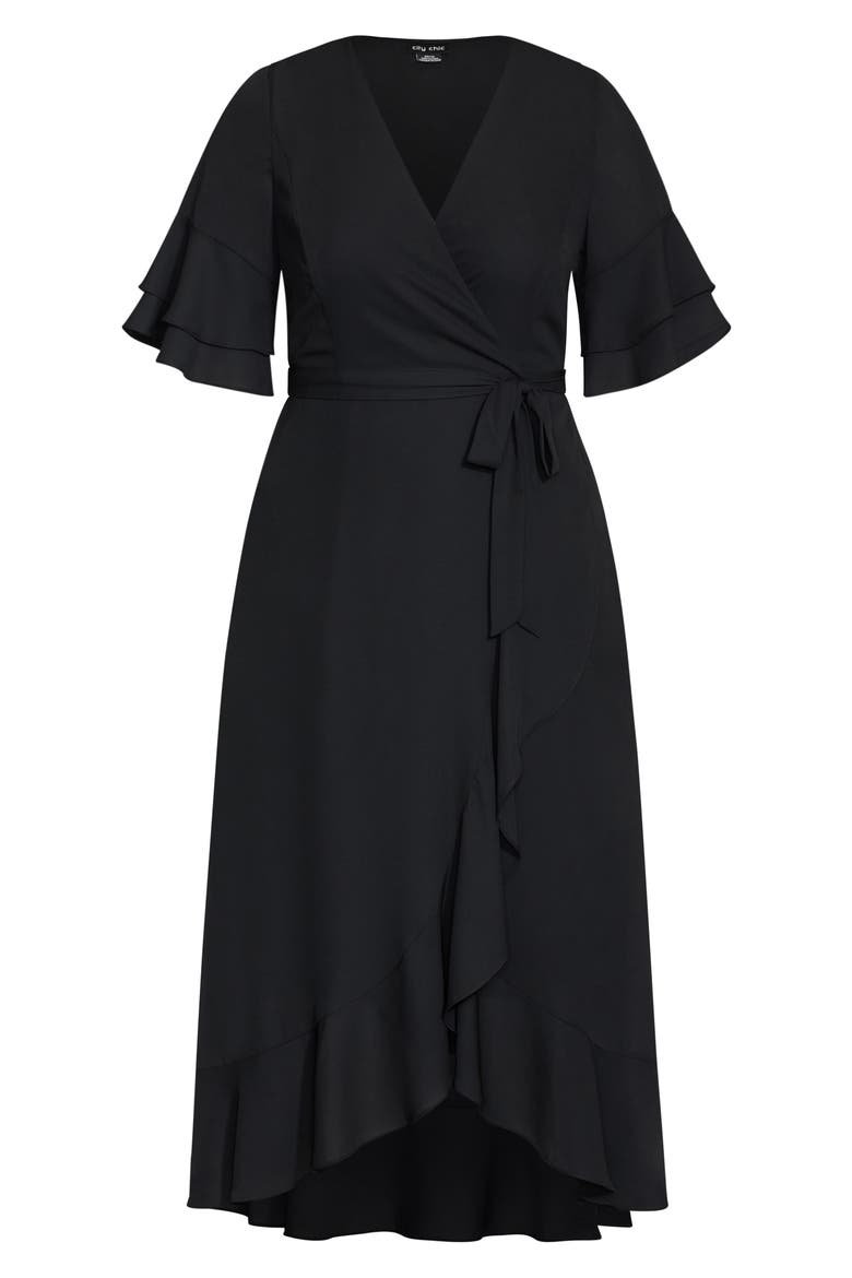 Flutter Me Wrap Maxi Dress, Alternate, color, BLACK