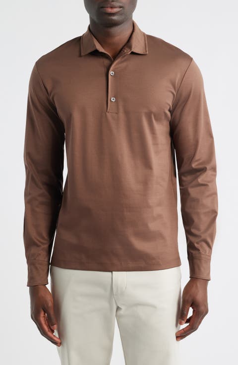 Mercerized Cotton Long Sleeve Polo