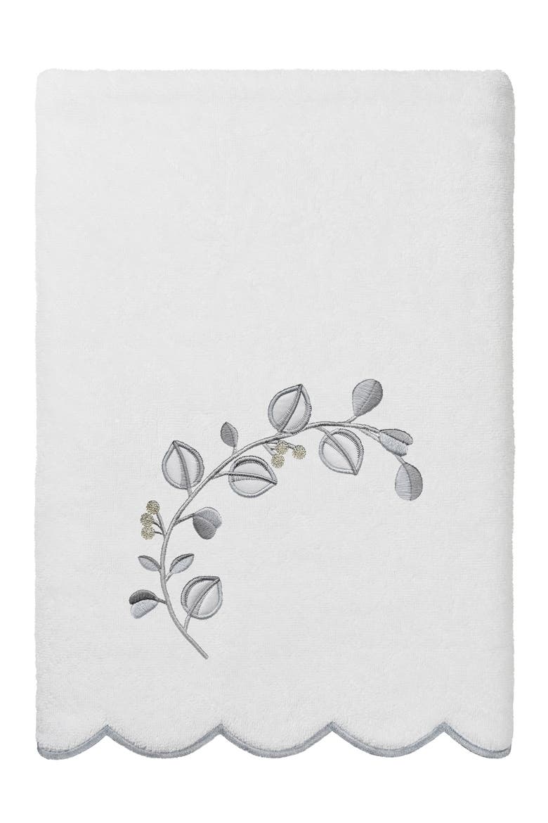 3-Piece Wild Branch Embroidered Turkish Cotton Towel Set, Alternate, color, WHITE/ GRAY
