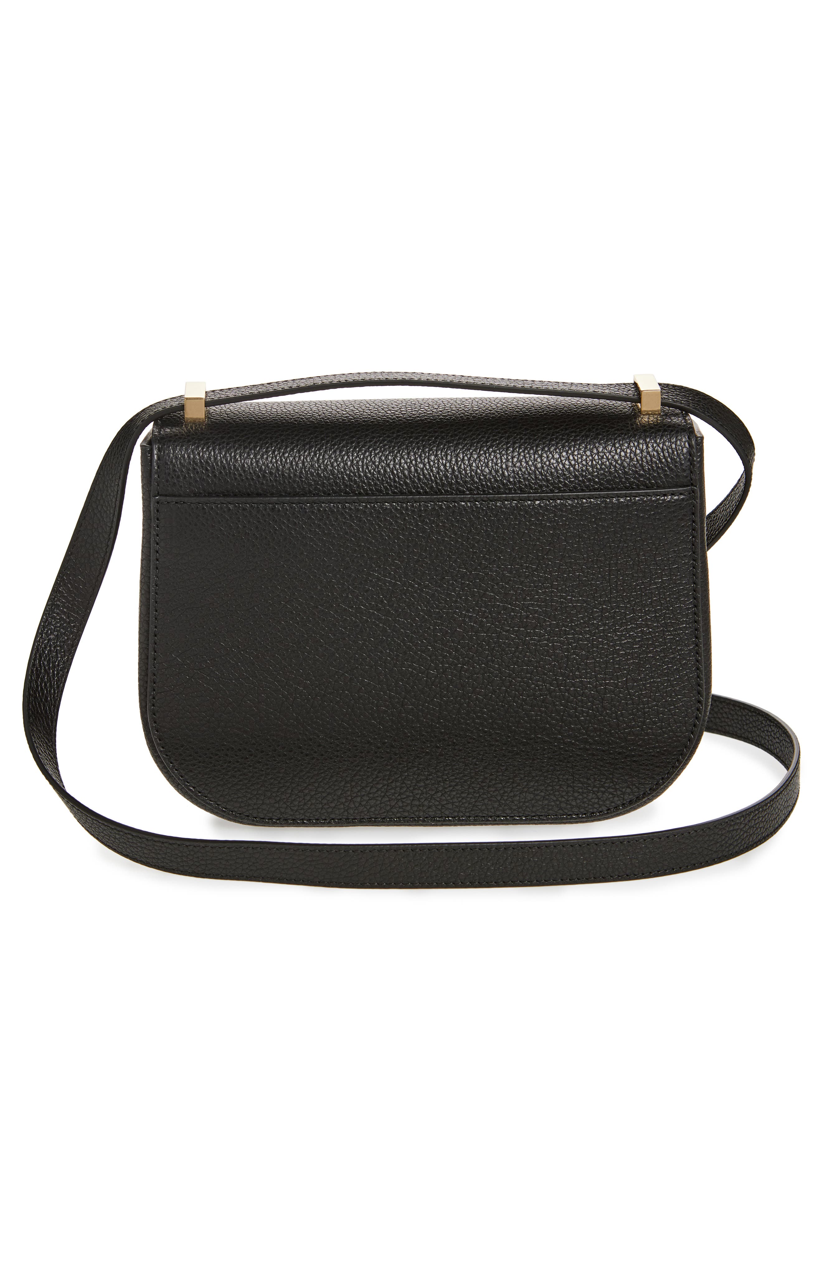 FERRAGAMO Double Gancio Leather Crossbody Bag, Alternate, color, Nero