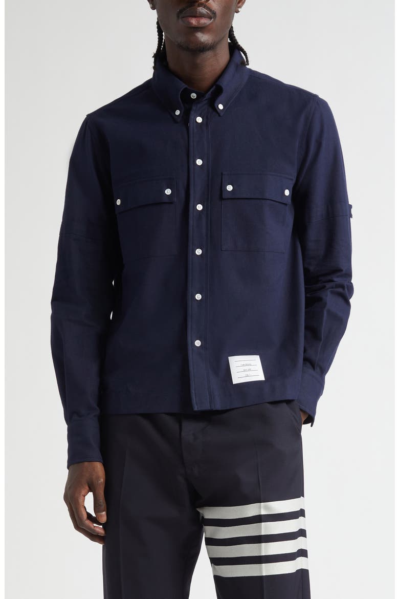 Straight Fit Cotton Utility Shirt, Main, color, NAVY