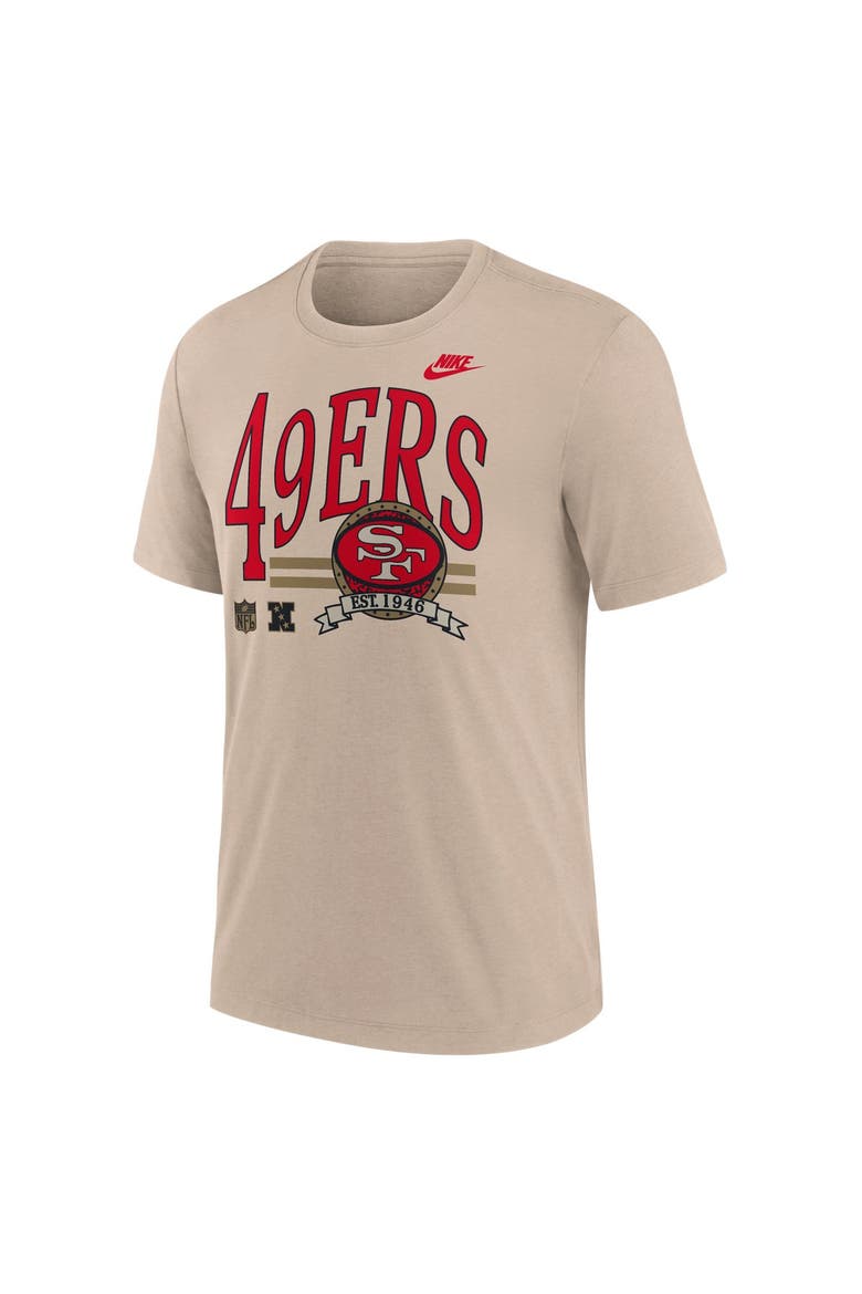 Men's Nike Sand San Francisco 49ers Rewind Tri-Blend T-Shirt, Alternate, color, Sand